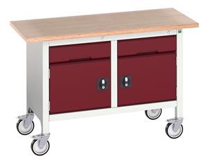 16923201.** verso mobile storage bench (mpx) with 1 drawer-cbd / 1 drawer-cbd. WxDxH: 1250x600x830mm. RAL 7035/5010 or selected